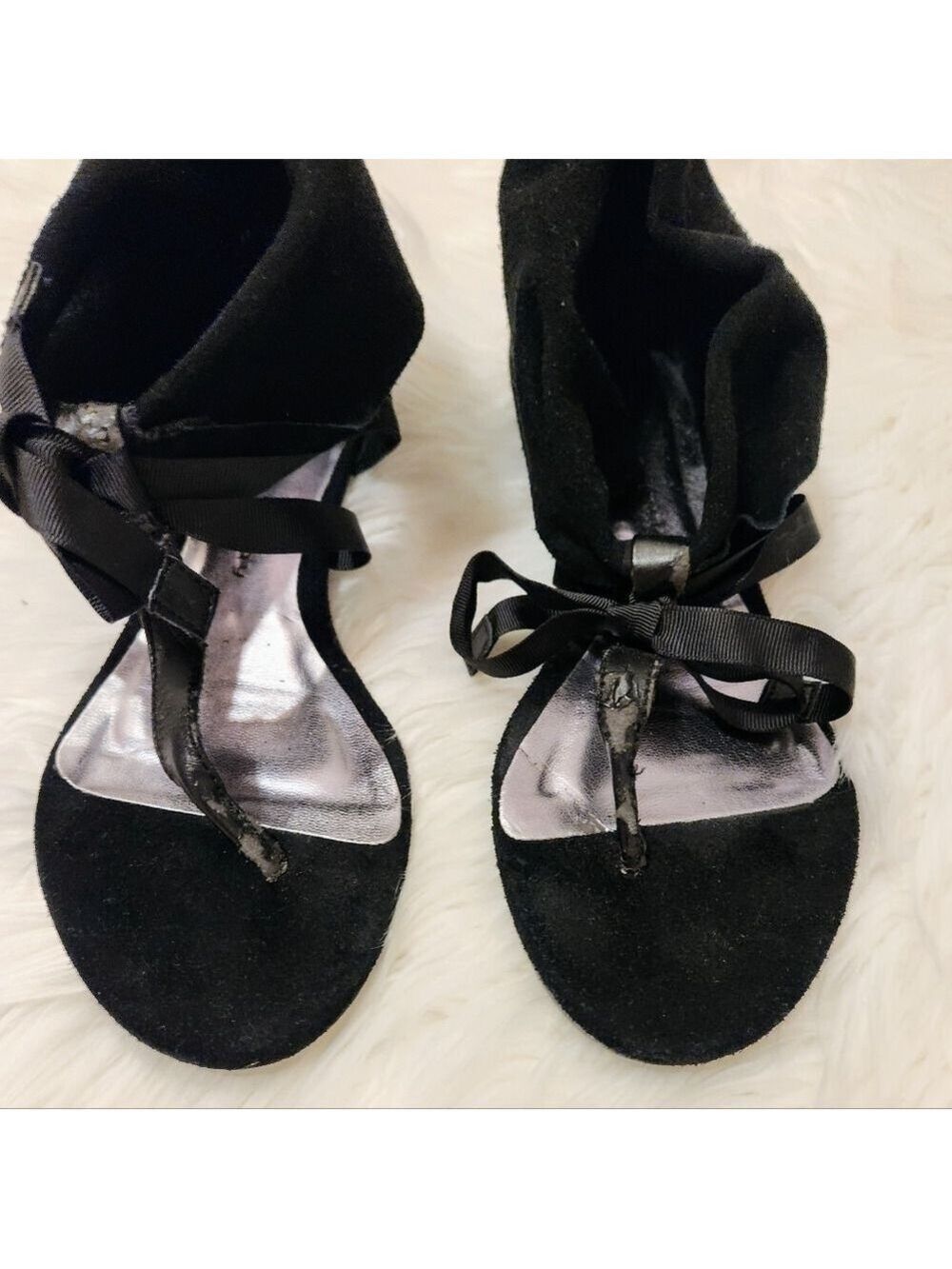 Chinese Laundry Black Suede Thong Flat Sandals Size 7.5 Medium - Picture 11 of 12